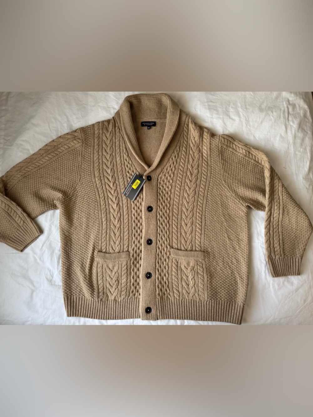 NWT Roundtree & Yorke Long Sleeve Cable Knit Shawl Collar Wool Blend Cardigan 2X
